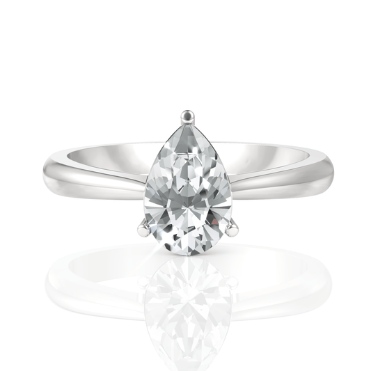 1CT Pear Lab Diamond Classic Solitaire Engagement Ring - Buvea Jewels