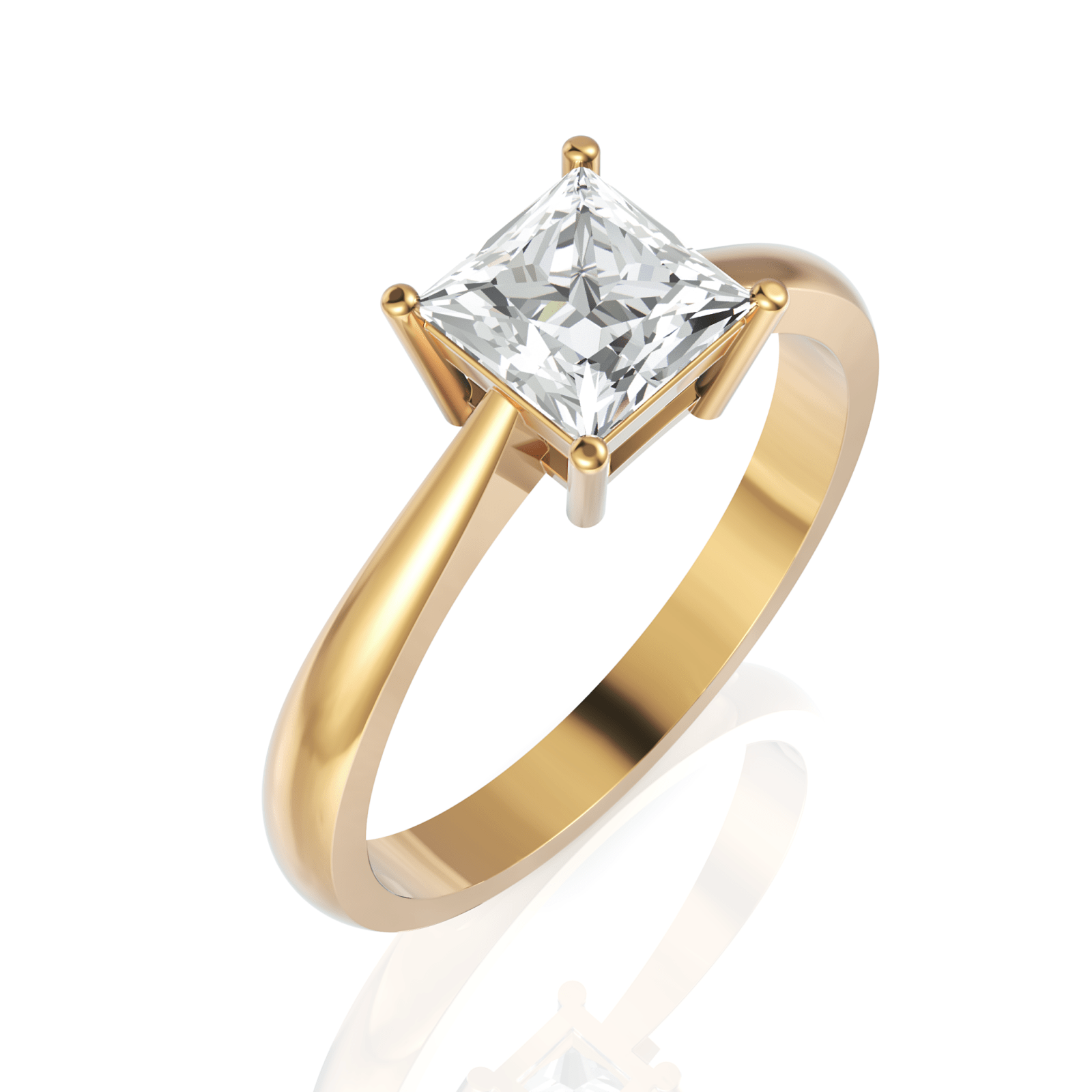 1CT Princess Lab Diamond Classic Solitaire Engagement Ring - Buvea Jewels