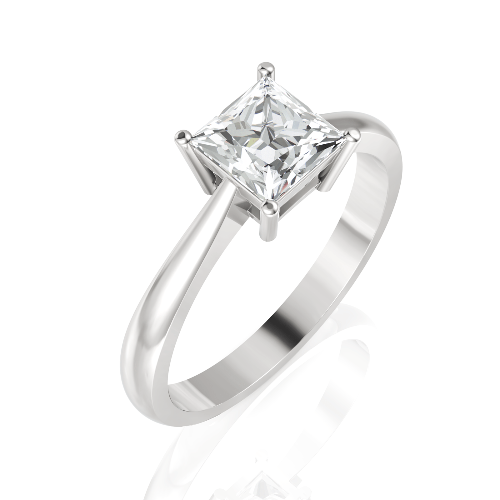 1CT Princess Lab Diamond Classic Solitaire Engagement Ring - Buvea Jewels