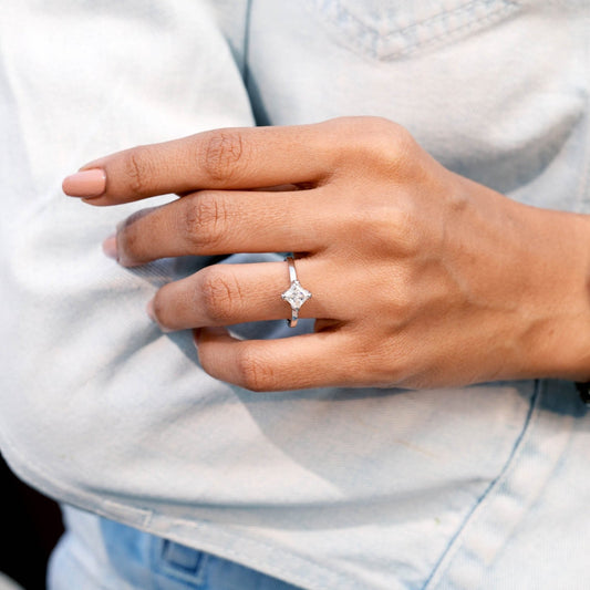 1CT Princess Lab Diamond Premium Classic Solitaire Ring - Buvea Jewels
