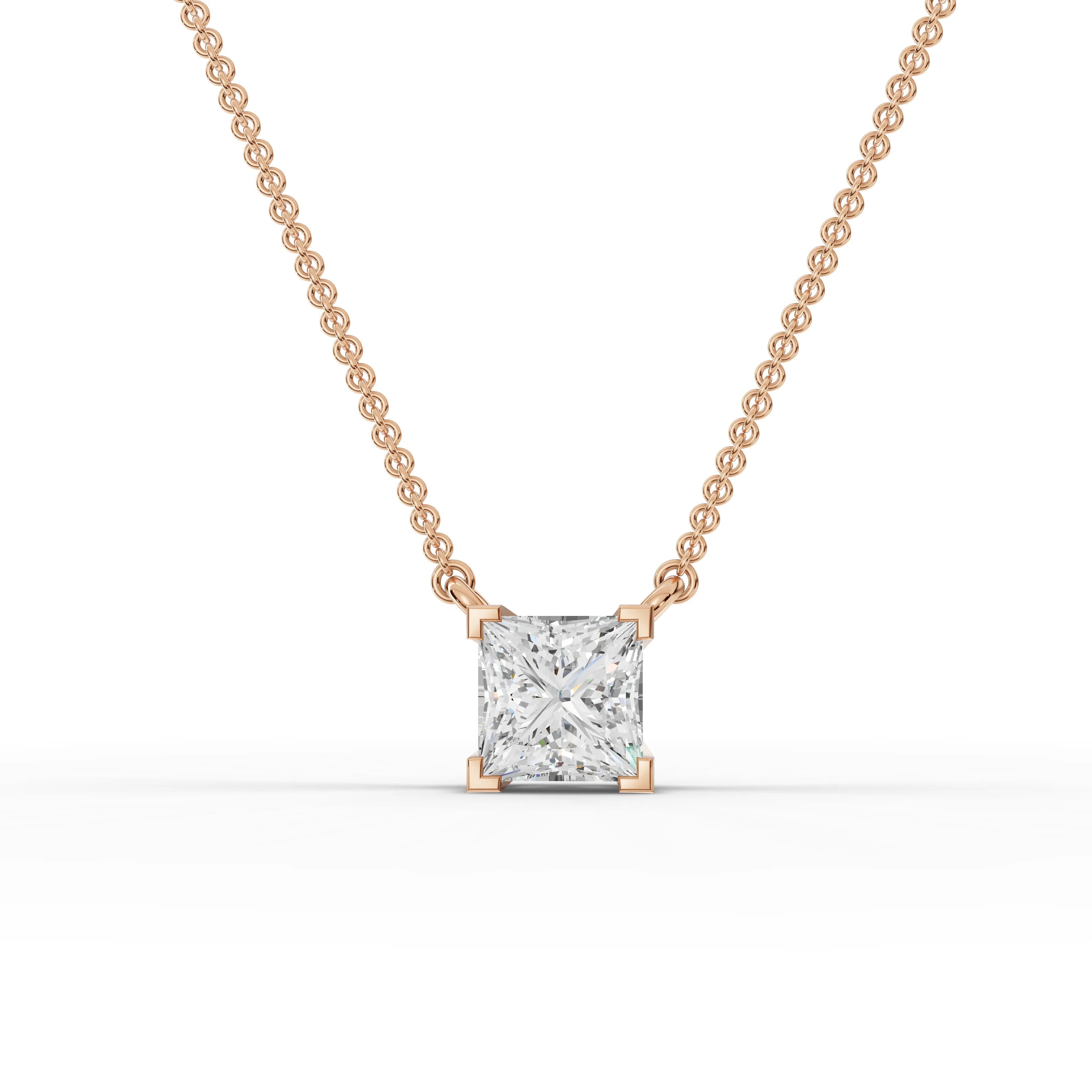 1CT Princess Lab Diamond Solitaire Pendant - Buvea Jewels