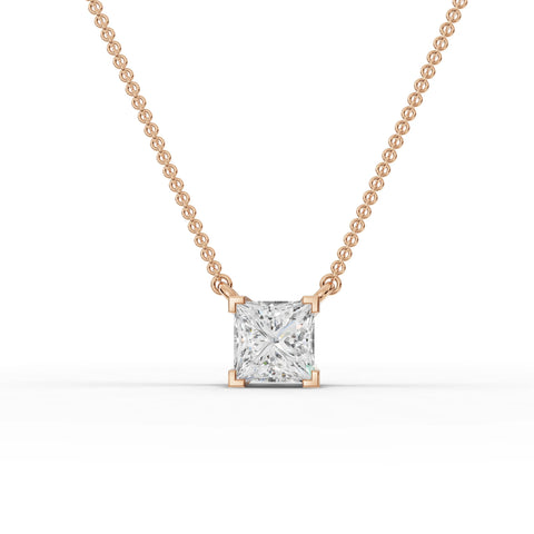 1CT Princess Lab Diamond Solitaire Pendant - Buvea Jewels