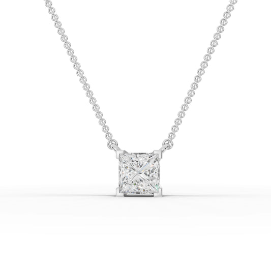 1CT Princess Lab Diamond Solitaire Pendant - Buvea Jewels