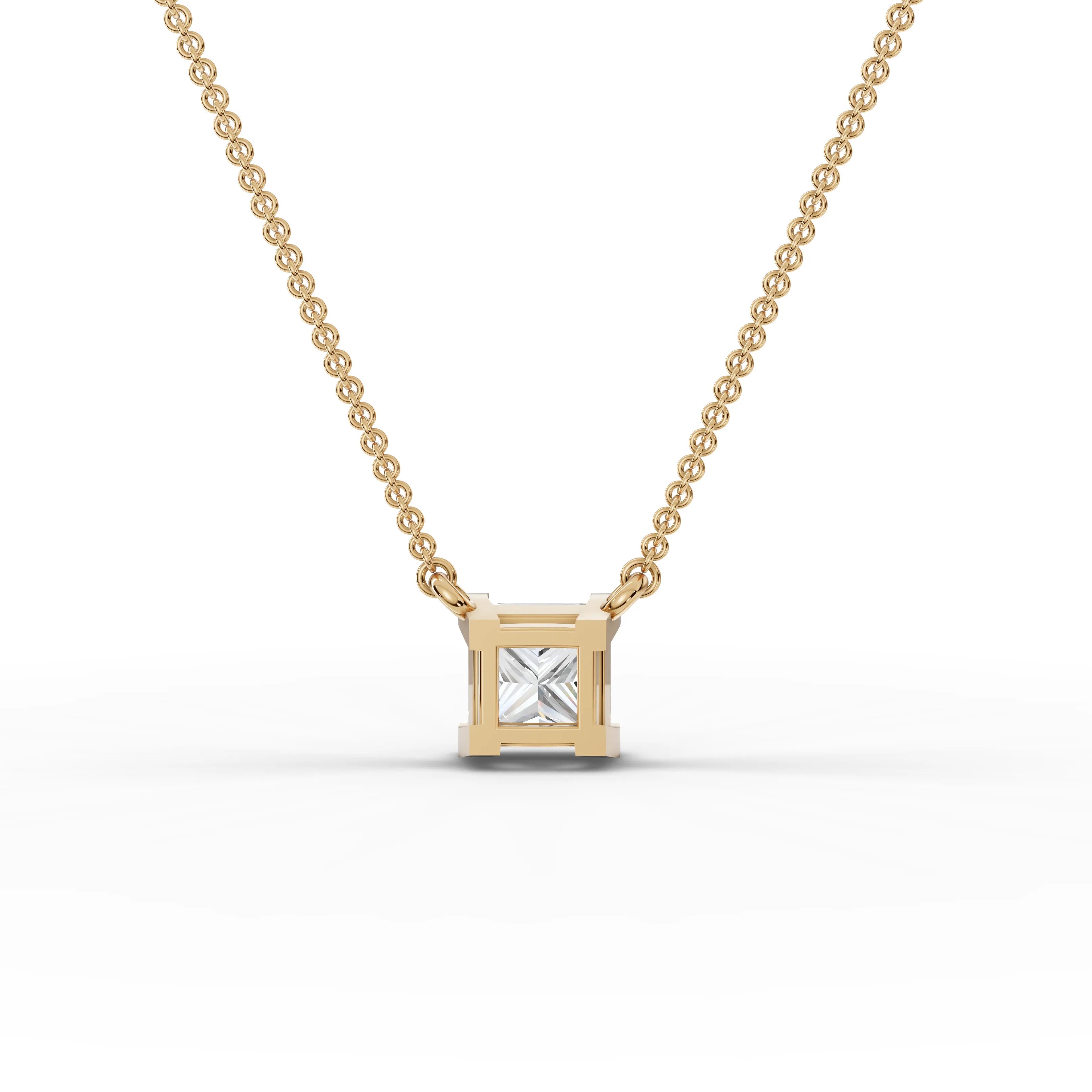 1CT Princess Lab Diamond Solitaire Pendant - Buvea Jewels