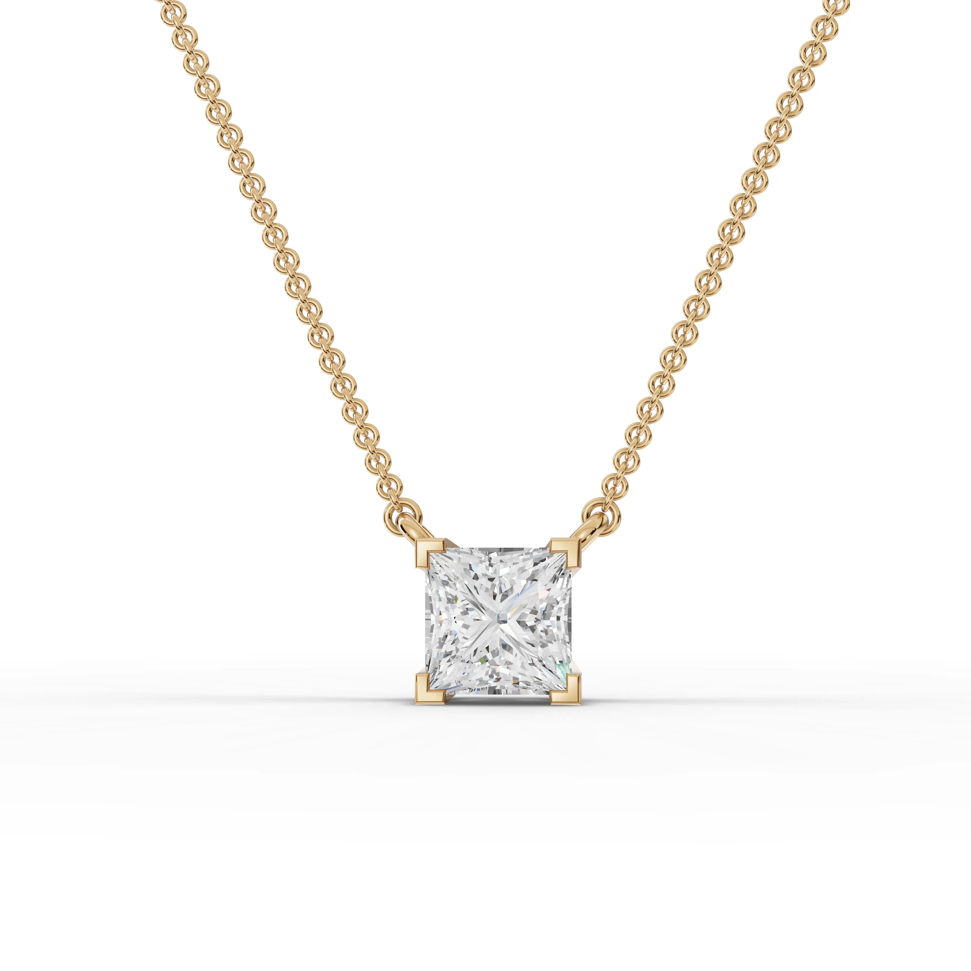 1CT Princess Lab Diamond Solitaire Pendant - Buvea Jewels