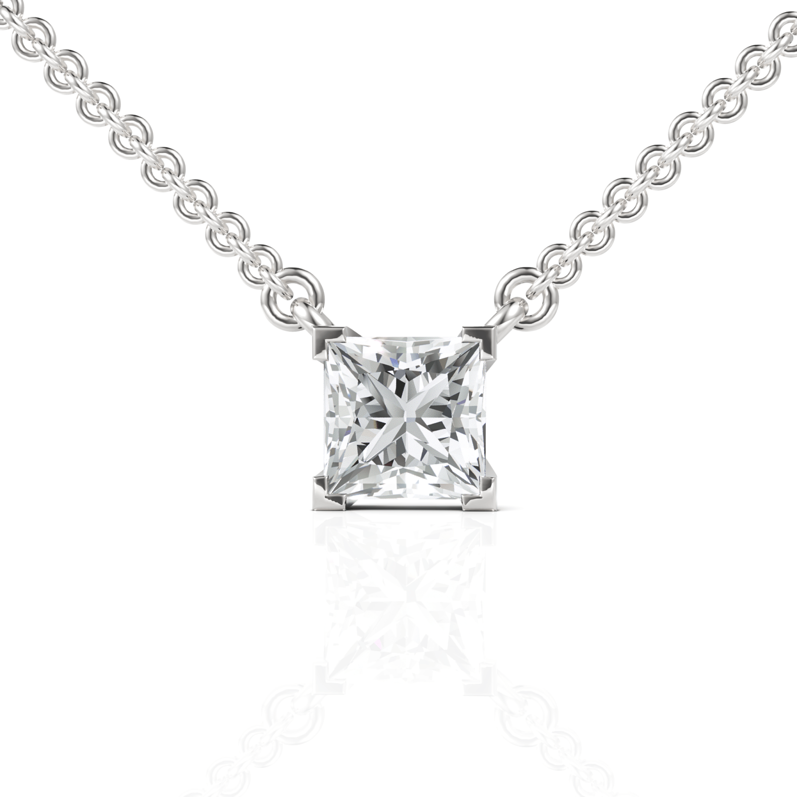 1CT Princess Lab Diamond Solitaire Pendant - Buvea Jewels