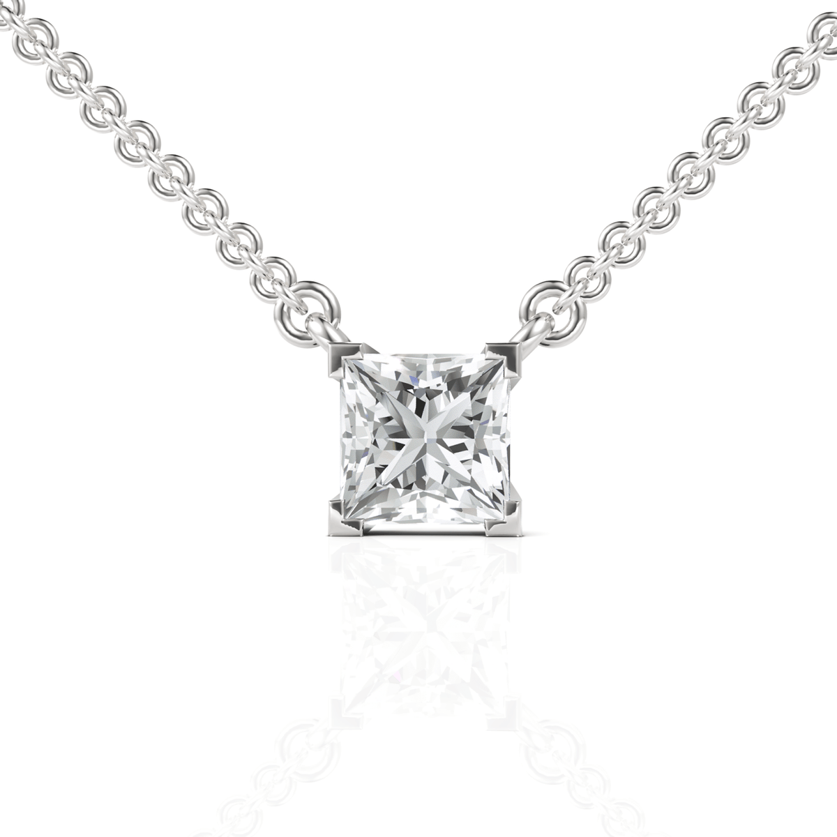 1CT Princess Lab Diamond Solitaire Pendant - Buvea Jewels