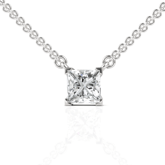 1CT Princess Lab Diamond Solitaire Pendant - Buvea Jewels