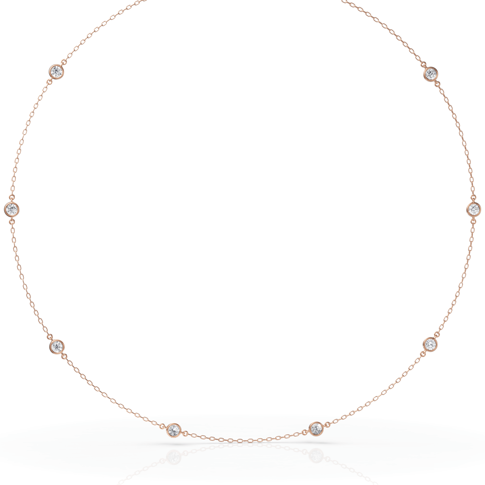 1CT Round Lab Diamond Station Necklace - Buvea Jewels