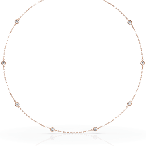 1CT Round Lab Diamond Station Necklace - Buvea Jewels