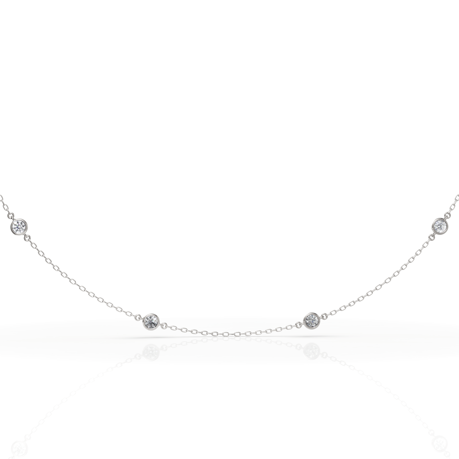 1CT Round Lab Diamond Station Necklace - Buvea Jewels