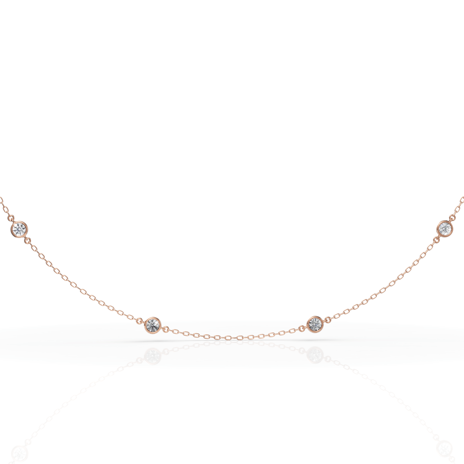 1CT Round Lab Diamond Station Necklace - Buvea Jewels