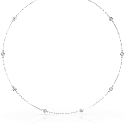 1CT Round Lab Diamond Station Necklace - Buvea Jewels