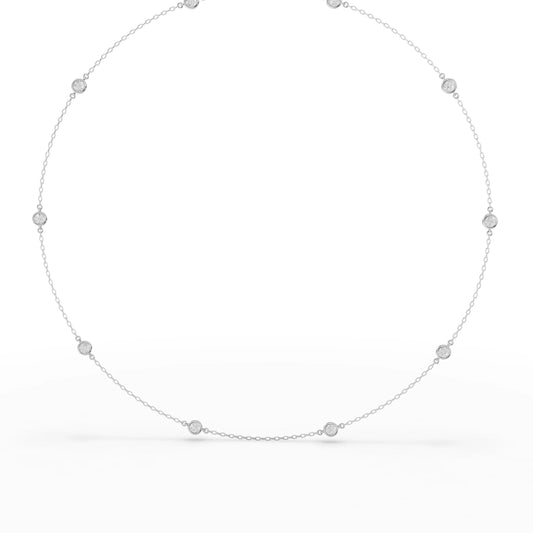 1CT Round Lab Diamond Station Necklace - Buvea Jewels