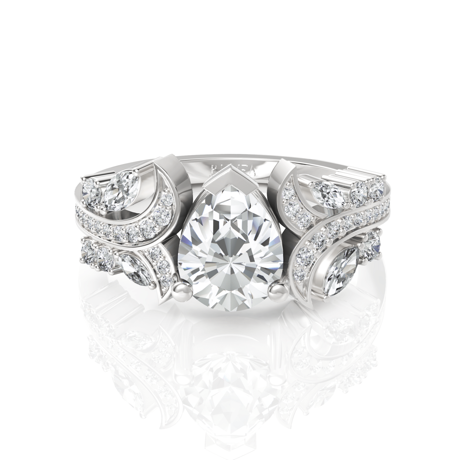 2.02CT Pear Marquise Lab Diamond Premium Vintage Engagement Ring - Buvea Jewels