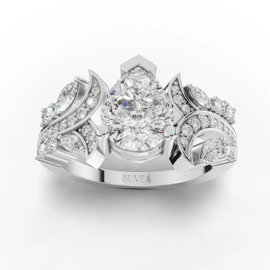2.02CT Pear Marquise Lab Diamond Premium Vintage Engagement Ring - Buvea Jewels