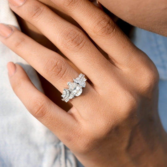 2.02CT Pear Marquise Lab Diamond Premium Vintage Engagement Ring - Buvea Jewels