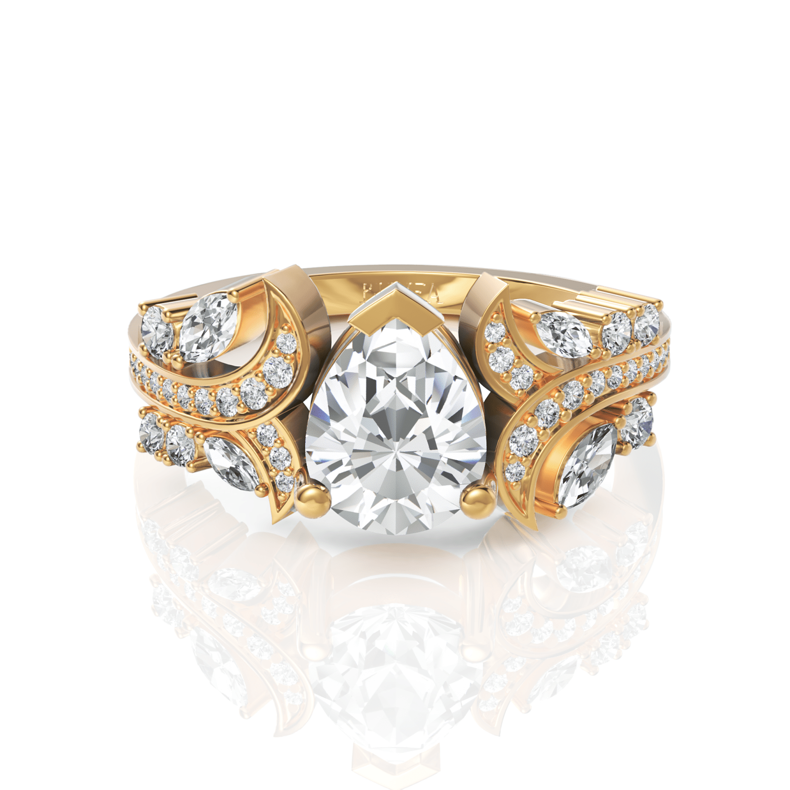 2.02CT Pear Marquise Lab Diamond Premium Vintage Engagement Ring - Buvea Jewels