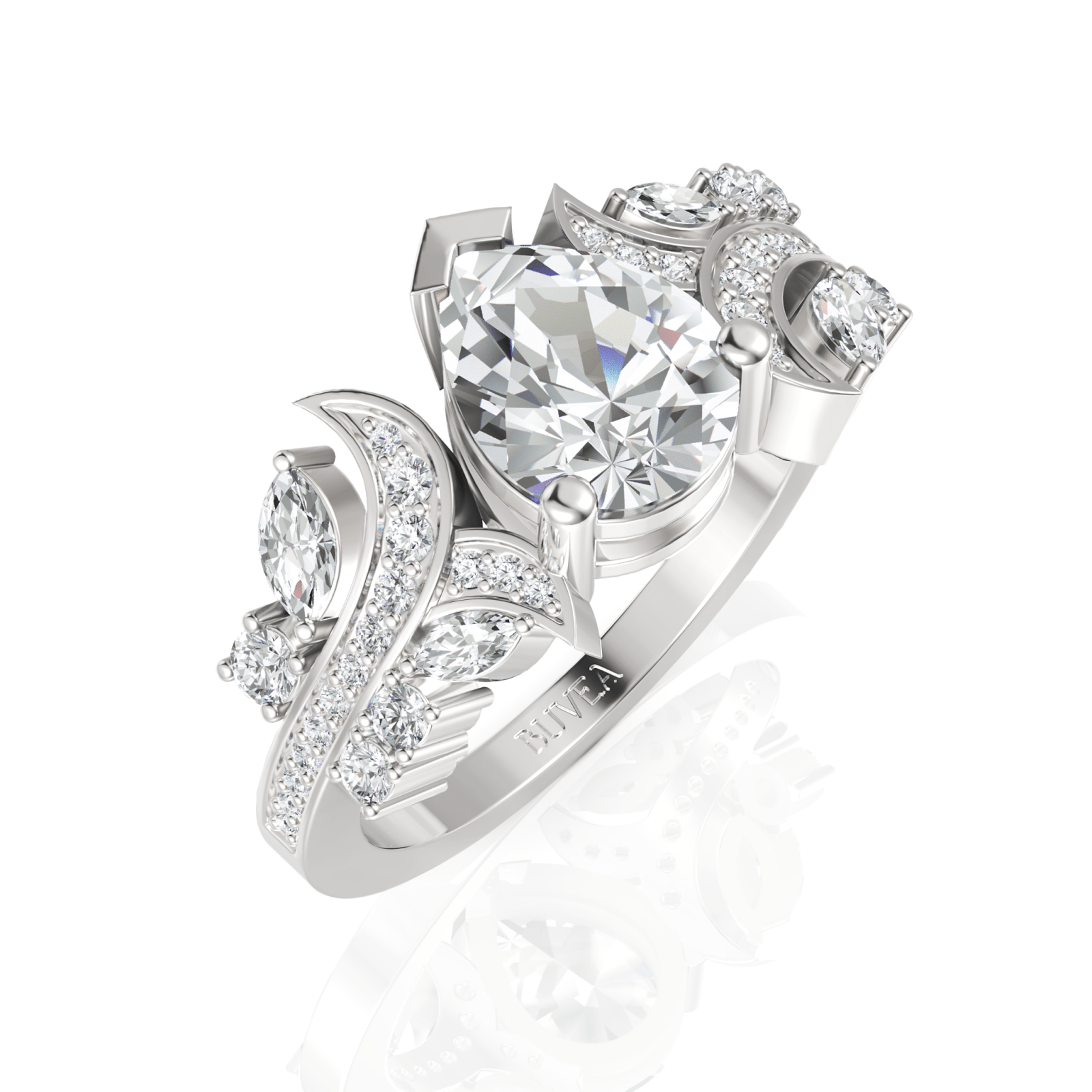 2.02CT Pear Marquise Lab Diamond Premium Vintage Engagement Ring - Buvea Jewels