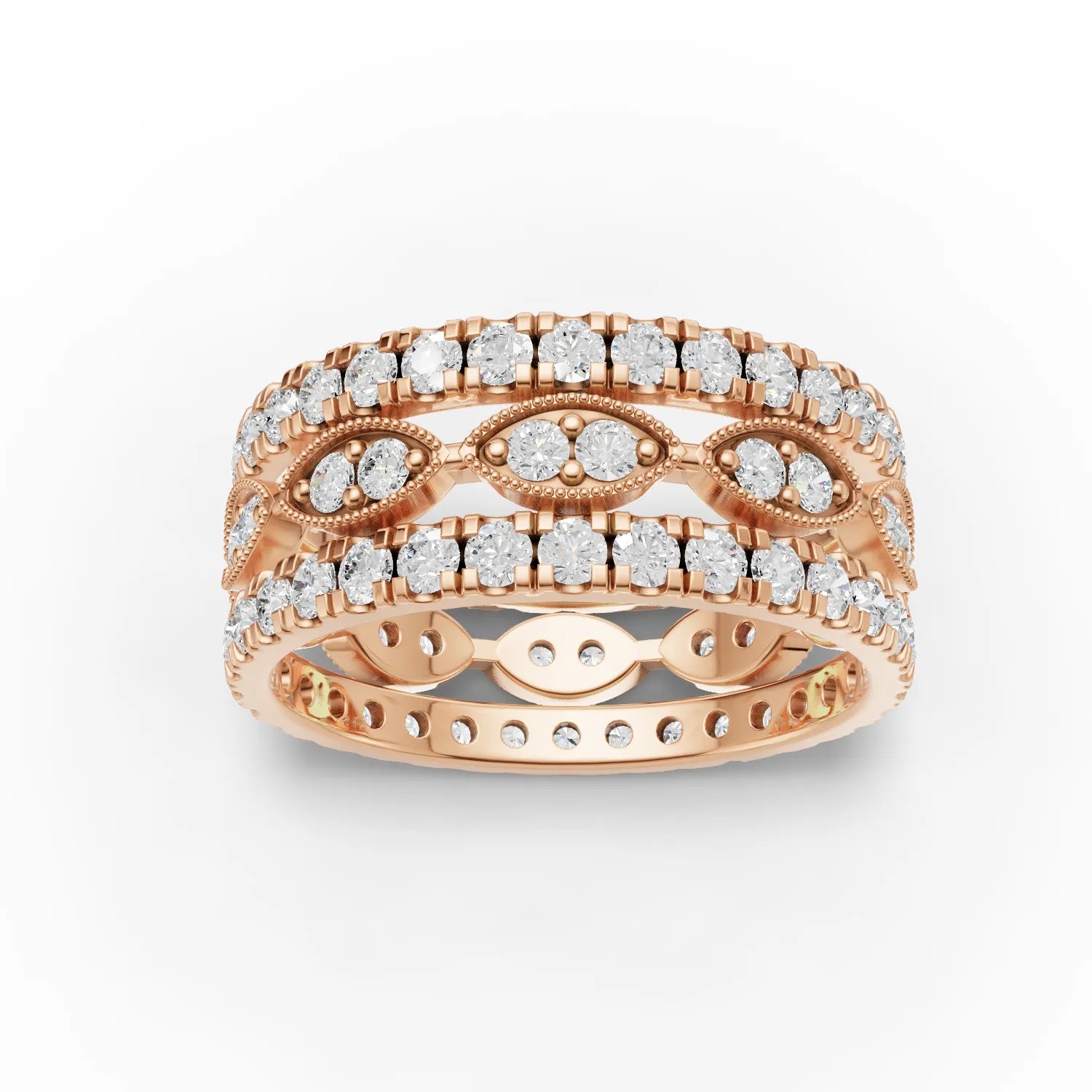 2.02CT Round Lab Diamond Full Eternity Bridal Set Ring - Buvea Jewels