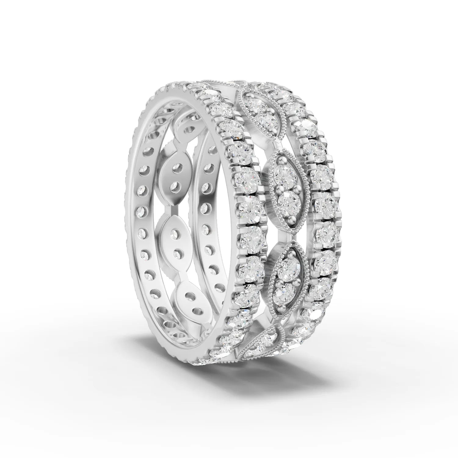 2.02CT Round Lab Diamond Full Eternity Bridal Set Ring - Buvea Jewels