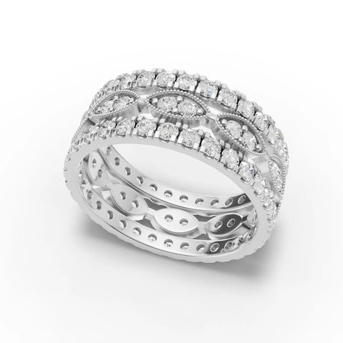 2.02CT Round Lab Diamond Full Eternity Bridal Set Ring - Buvea Jewels
