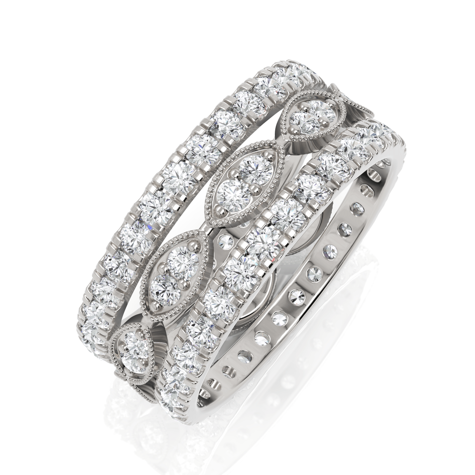 2.02CT Round Lab Diamond Full Eternity Bridal Set Ring - Buvea Jewels