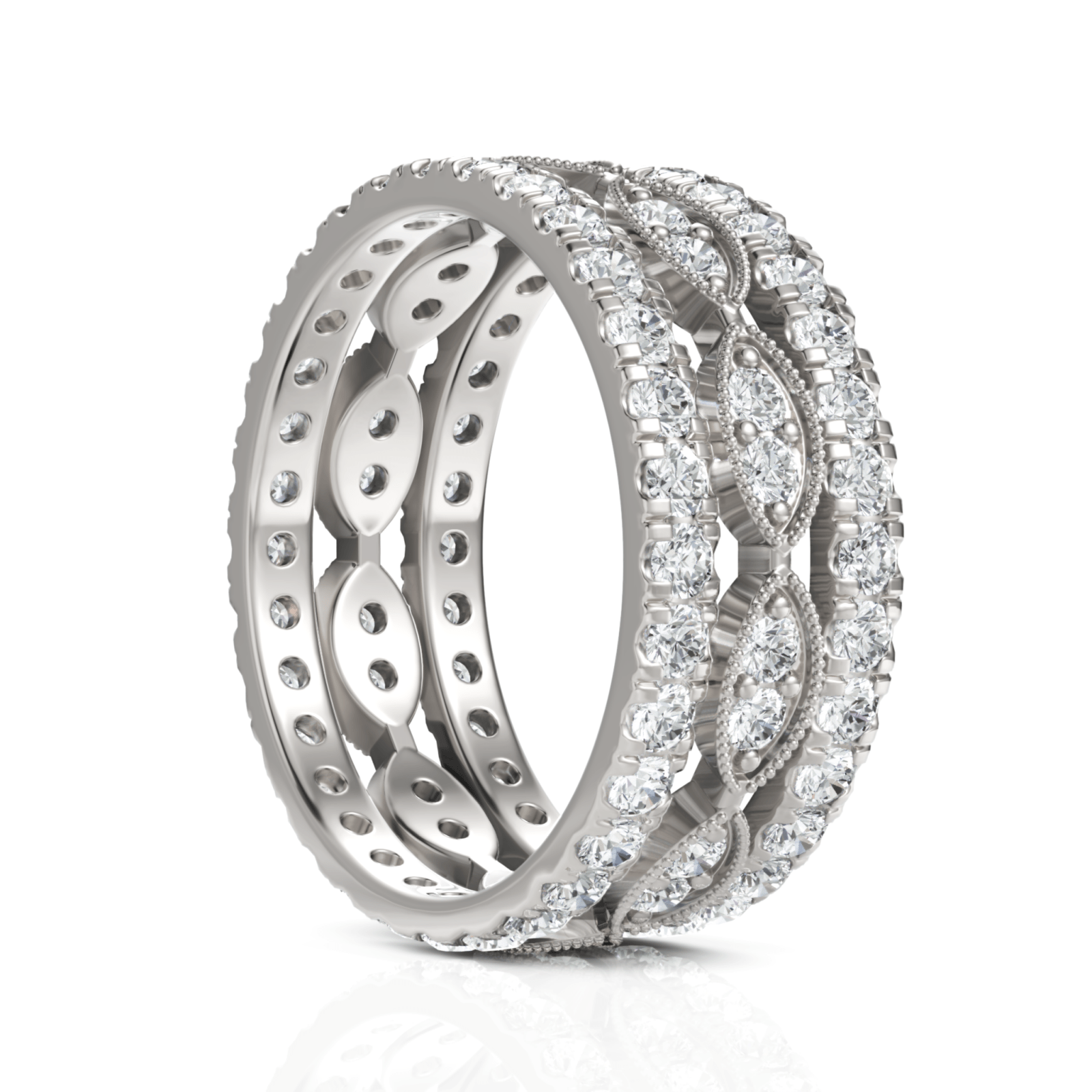 2.02CT Round Lab Diamond Full Eternity Bridal Set Ring - Buvea Jewels