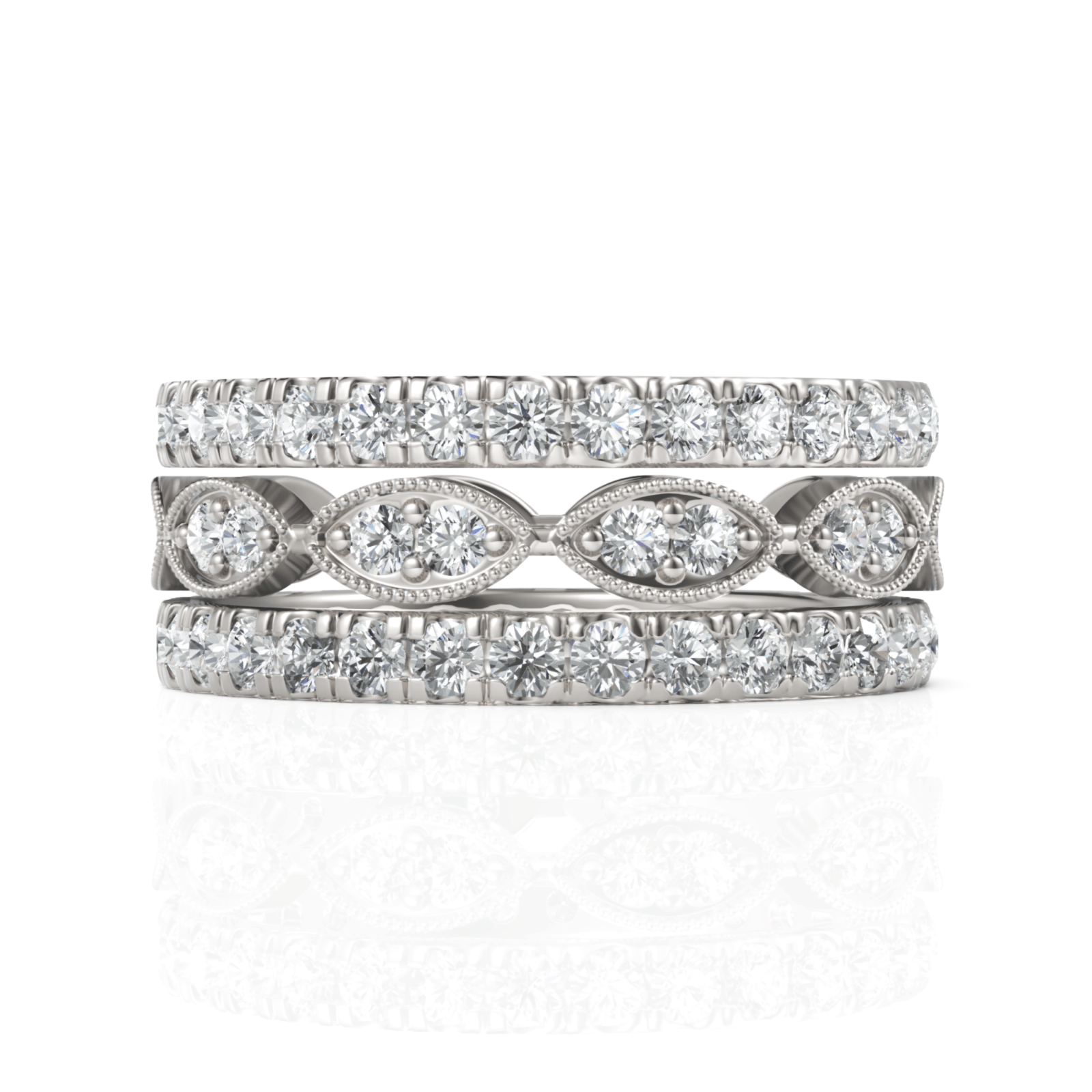 2.02CT Round Lab Diamond Full Eternity Bridal Set Ring - Buvea Jewels