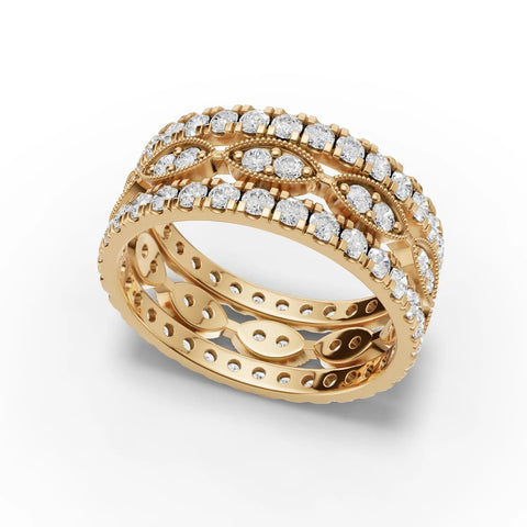 2.02CT Round Lab Diamond Full Eternity Bridal Set Ring - Buvea Jewels
