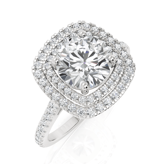 2.04CT Round Lab Diamond Premium Double Halo Engagement Ring - Buvea Jewels