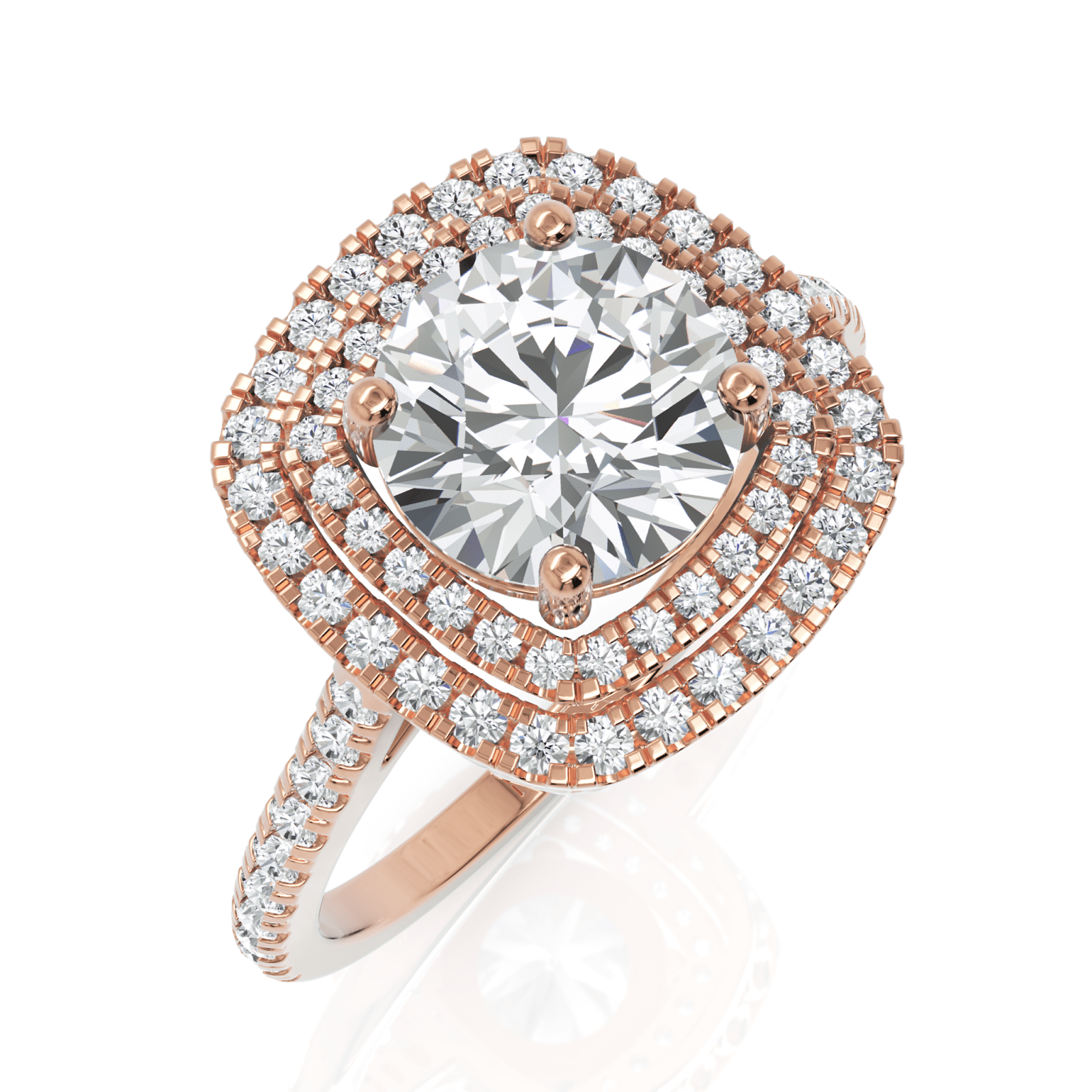 2.04CT Round Lab Diamond Premium Double Halo Engagement Ring - Buvea Jewels