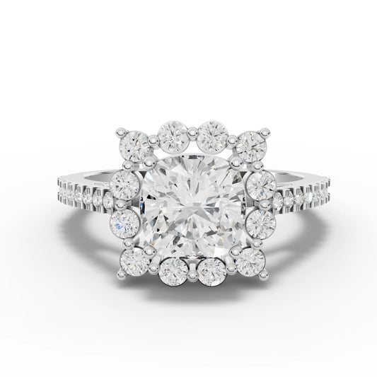 2.06CT Cushion Lab Diamond Premium Halo Engagement Ring - Buvea Jewels