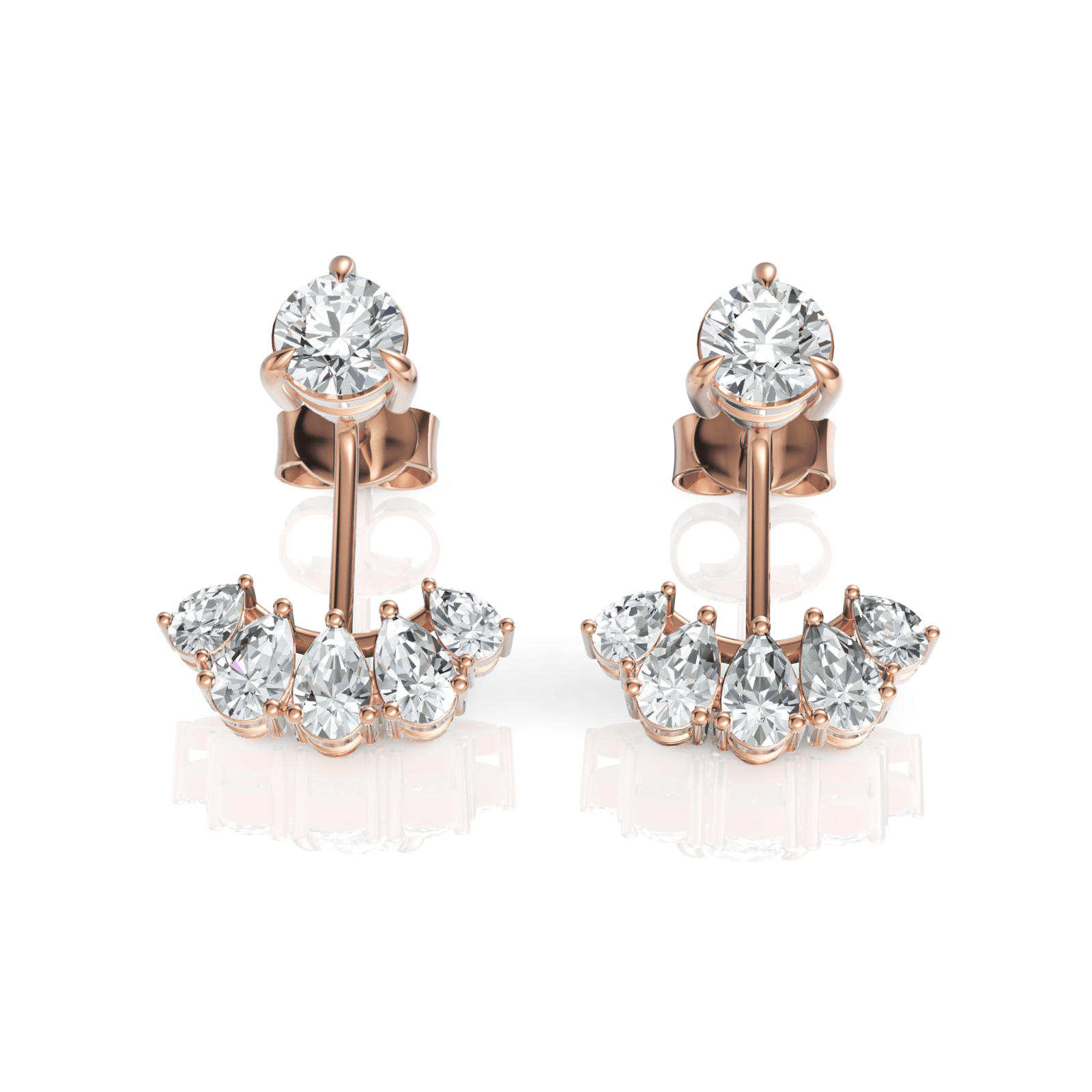 2.08CT Pear Round Lab Diamond Premium Crawler Earrings - Buvea Jewels