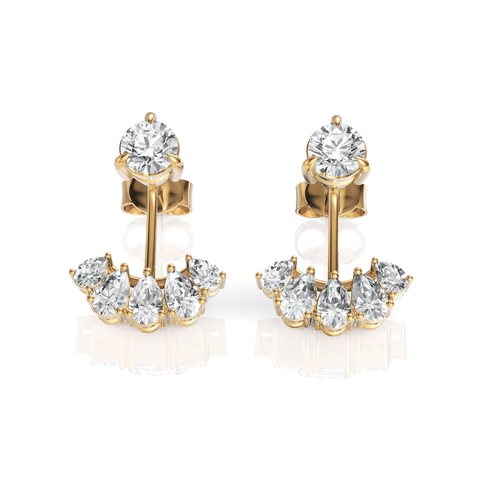 2.08CT Pear Round Lab Diamond Premium Crawler Earrings - Buvea Jewels