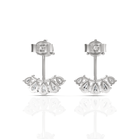 2.08CT Pear Round Lab Diamond Premium Crawler Earrings - Buvea Jewels