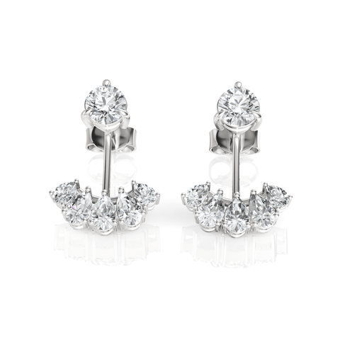 2.08CT Pear Round Lab Diamond Premium Crawler Earrings - Buvea Jewels