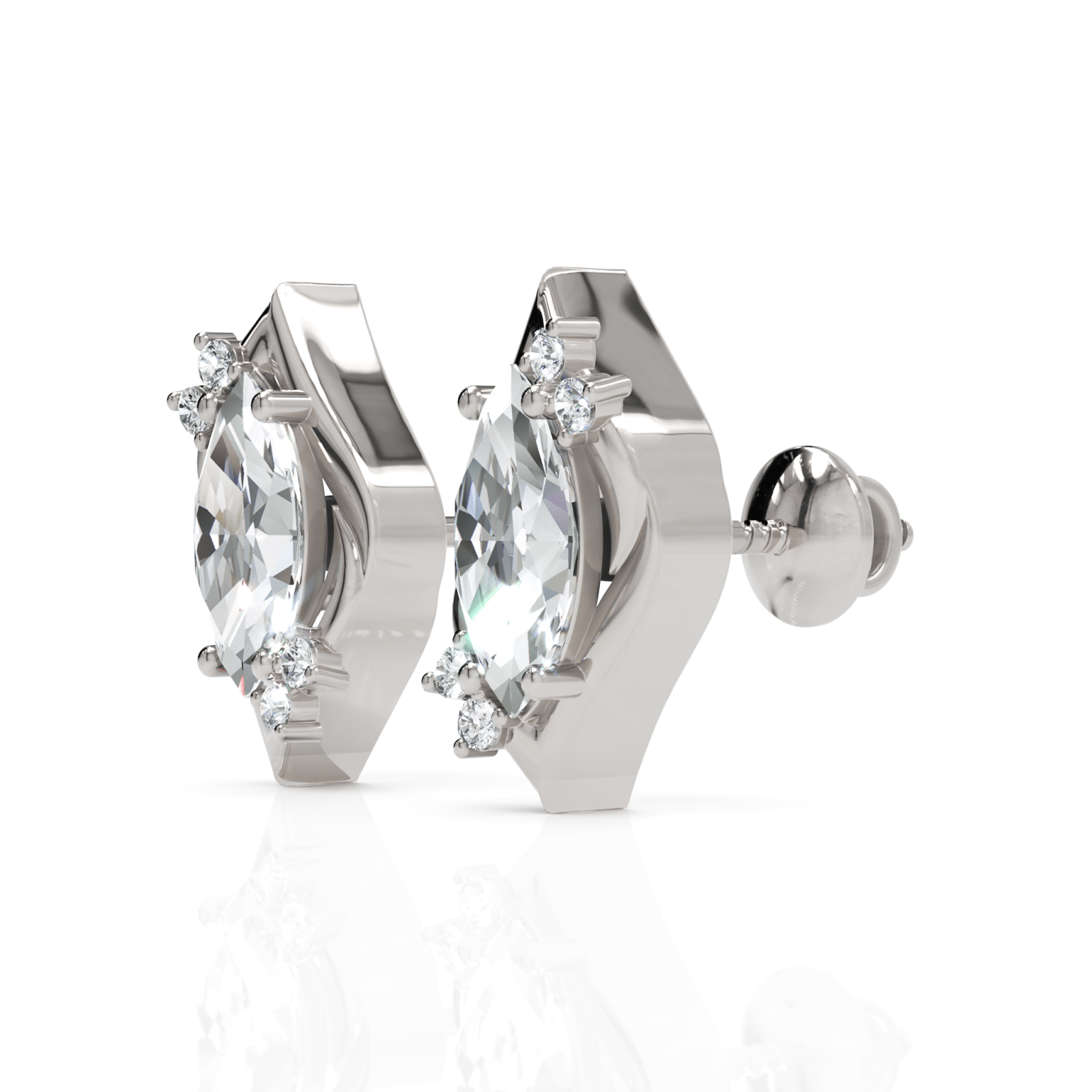 2.12CT Marquise Lab Diamond Stud Earrings - Buvea Jewels