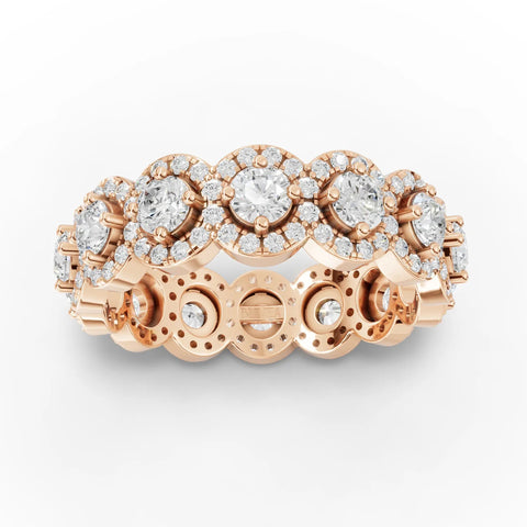 2.12CT Round Lab Diamond Halo Eternity Premium Fashion Ring - Buvea Jewels