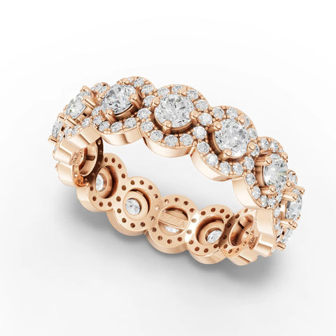 2.12CT Round Lab Diamond Halo Eternity Premium Fashion Ring - Buvea Jewels