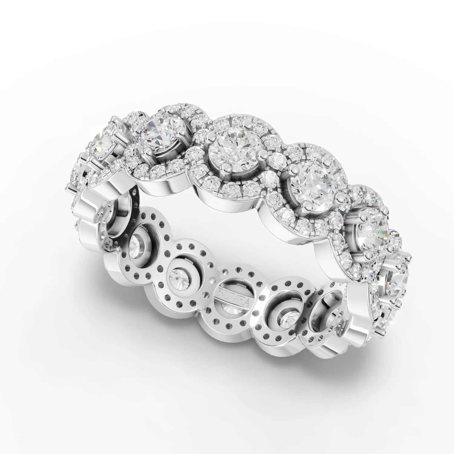 2.12CT Round Lab Diamond Halo Eternity Premium Fashion Ring - Buvea Jewels
