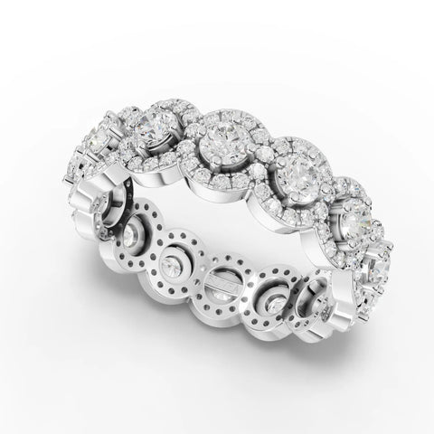 2.12CT Round Lab Diamond Halo Eternity Premium Fashion Ring - Buvea Jewels