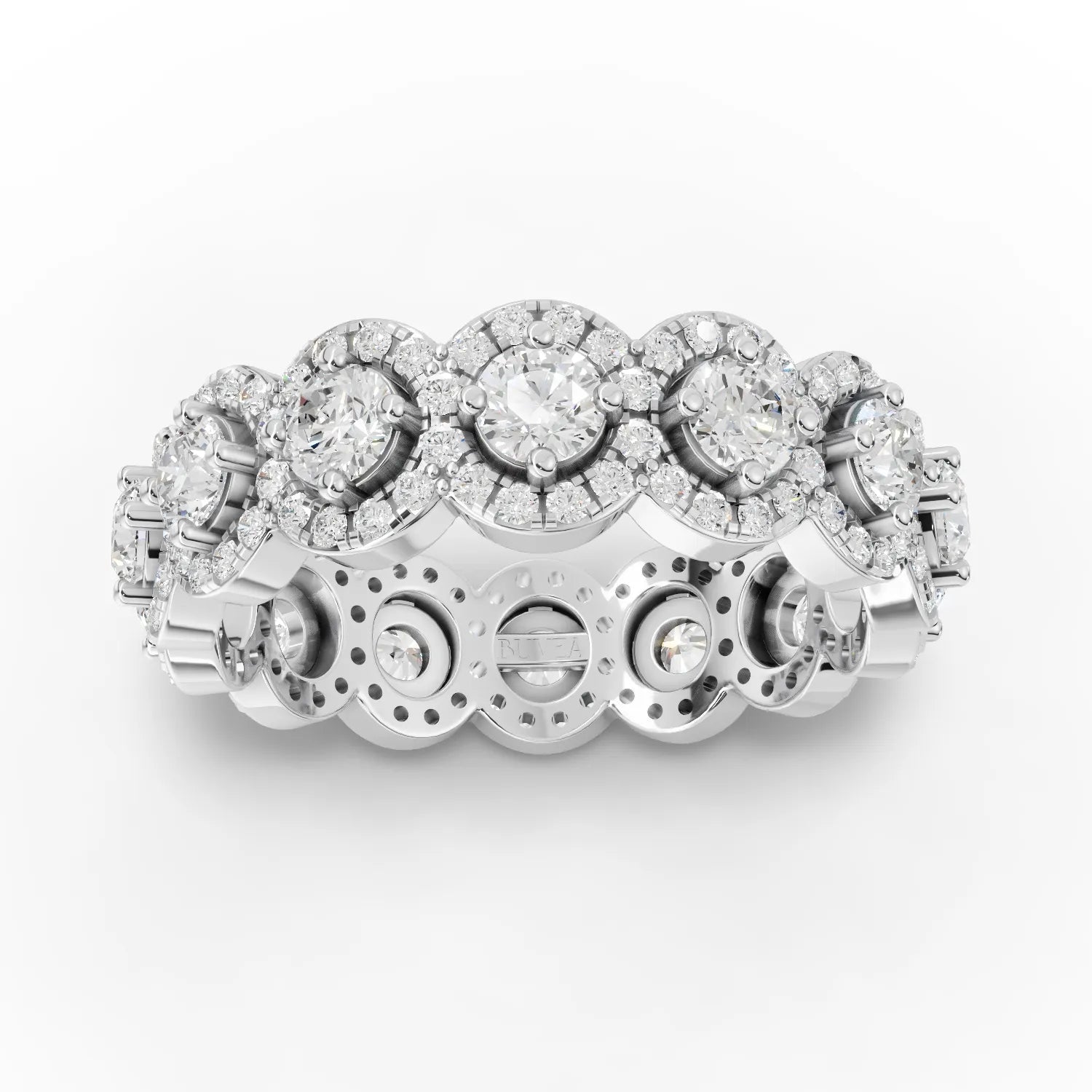 2.12CT Round Lab Diamond Halo Eternity Premium Fashion Ring - Buvea Jewels