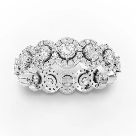 2.12CT Round Lab Diamond Halo Eternity Premium Fashion Ring - Buvea Jewels