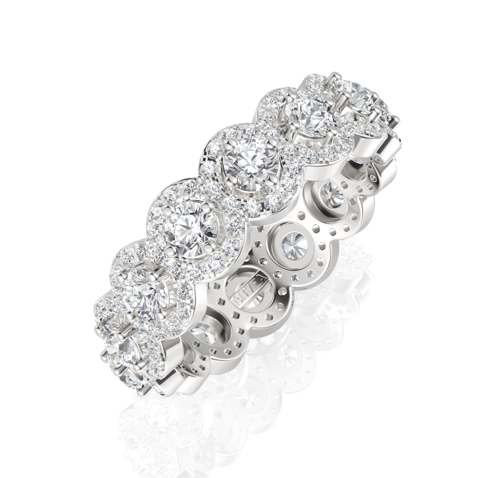 2.12CT Round Lab Diamond Halo Eternity Premium Fashion Ring - Buvea Jewels