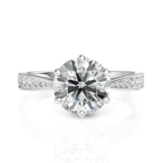 2.17CT Round Lab Diamond Premium Accent Solitaire Engagement Ring - Buvea Jewels