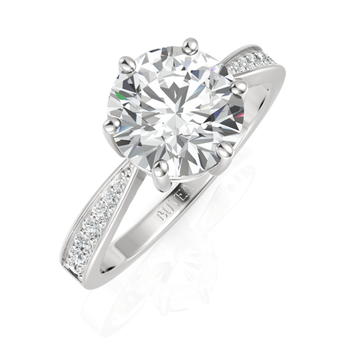 2.17CT Round Lab Diamond Premium Accent Solitaire Engagement Ring - Buvea Jewels