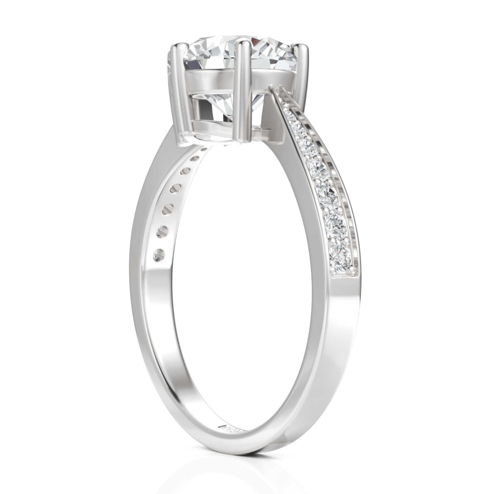 2.17CT Round Lab Diamond Premium Accent Solitaire Engagement Ring - Buvea Jewels