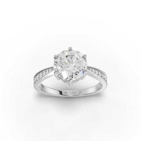 2.17CT Round Moissanite Premium Accent Solitaire Engagement Ring - Buvea Jewels
