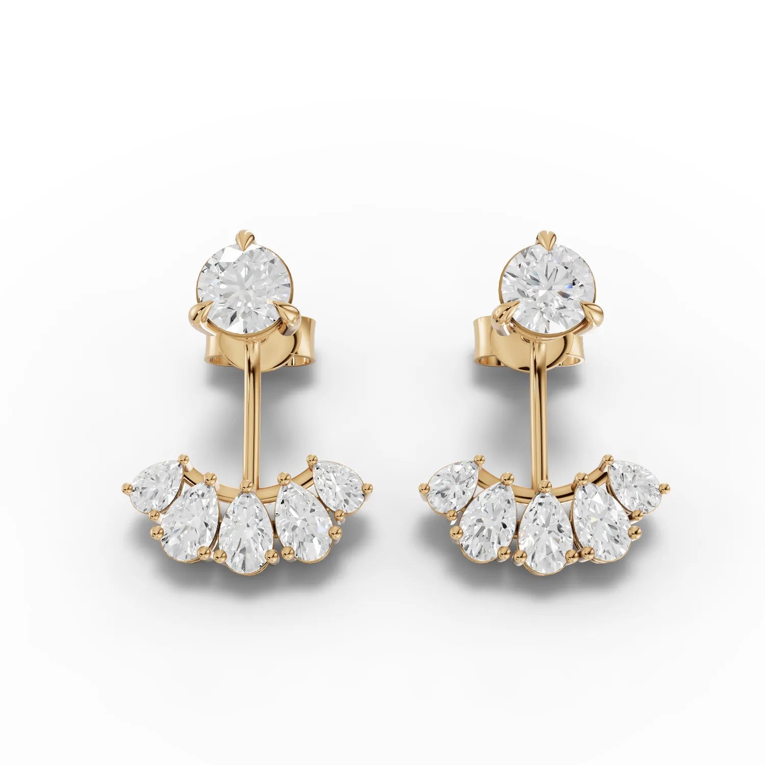 2.18CT Pear Round Lab Diamond Premium Crawler Earrings - Buvea Jewels